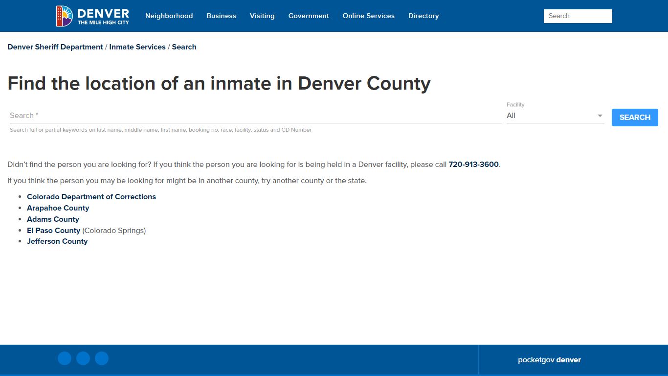 Inmate Search | City and County of Denver