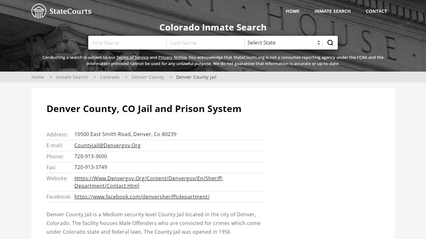 Denver County Jail Inmate Records Search, Colorado ...